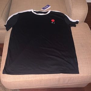 Romwe Black Rose embroidery tee - short sleeve